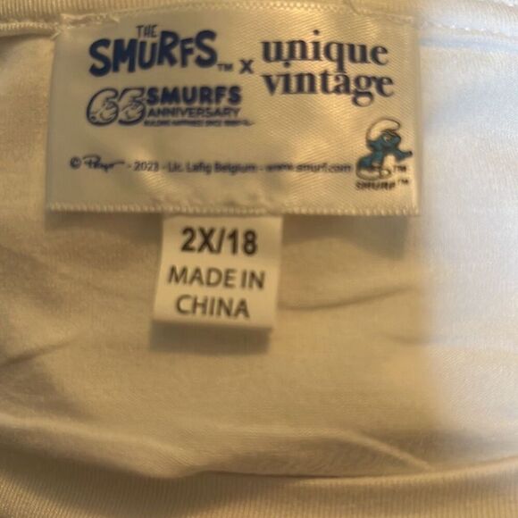 X Unique Vintage White Smurfette Boxy Cropped Soft Short Sleeve T-shirt 2X/18 - Picture 4 of 7